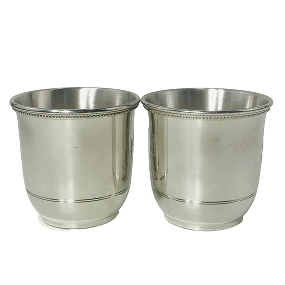 Salisbury Images of America 8 oz Pewter Cup Set of 2 Lincoln Memorial Beaded GUC - Picture 4 of 10